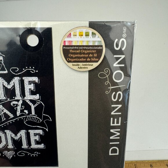 Dimensions Counted Cross Stitch Kit Home Crazy Home Funny 5x7 Black White Decor - Picture 8 of 10